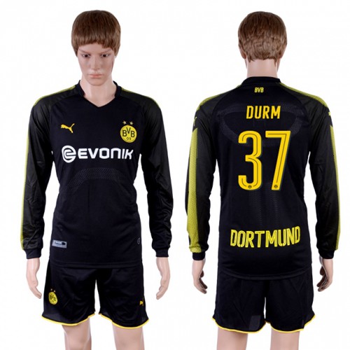 Dortmund #37 Durm Away Long Sleeves Soccer Club Jersey